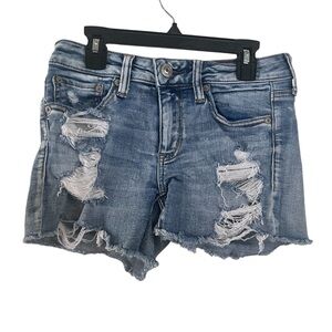 American Eagle Women’s Size 2 Blue Jean Shorts Next Level Stretch Distressed